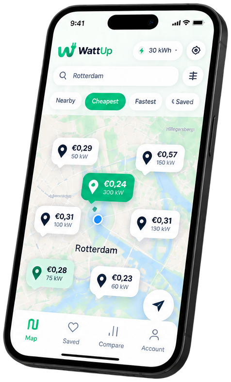 WattUp app: cheapest chargers on the map